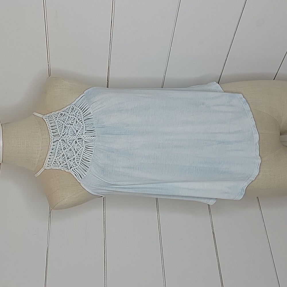 American Eagle Outfitters Light Blue Crochet Halter Tank Top